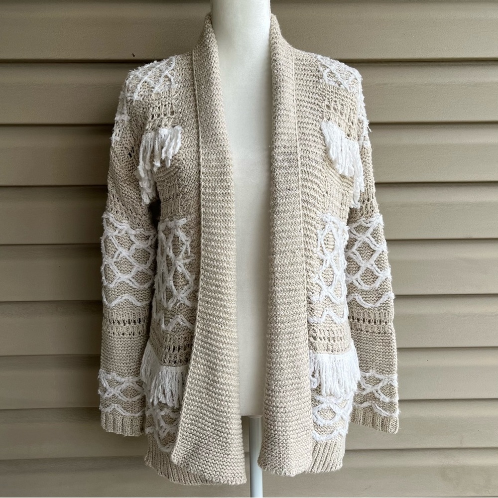 •Lucky Brand• Boho Fringe Open Cardigan - Size XS